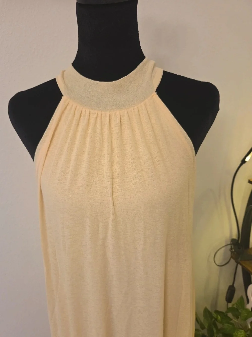 Sleeveless Halter Maxi Dress in Pale Yellow - Picture 3 of 5